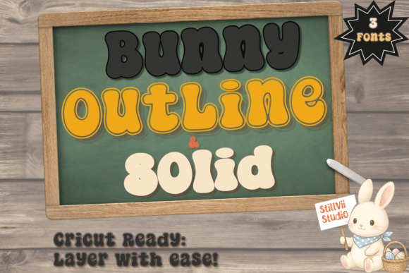 Bunny Outline Solid Trio: The Retro Display Typeface for Groovy Campaigns