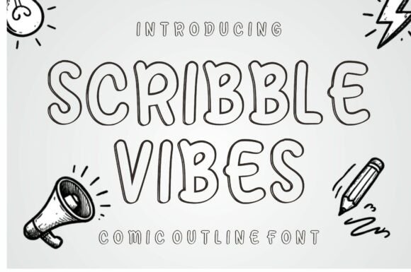 Scribble Vibes: A Playful Handwritten Comic Outline Font for Digital Design