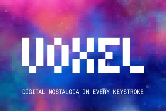 Voxel Typeface: Bold 8-Bit Pixel Font for Retro Branding
